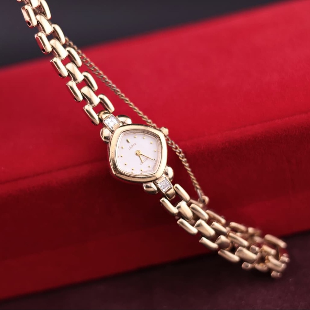 Vintage 1980s Citizen Chere Women’s Watch - Square Cut Rhinestone Accents - Picture 3 of 6